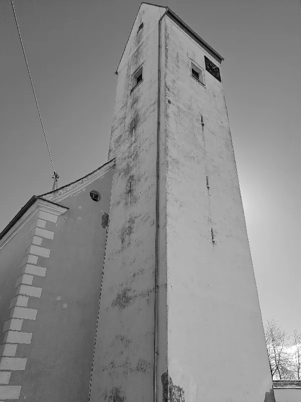 Pfarrkirche St. Nikolaus, Pfronstetten, Kirchturm vor den Arbeiten